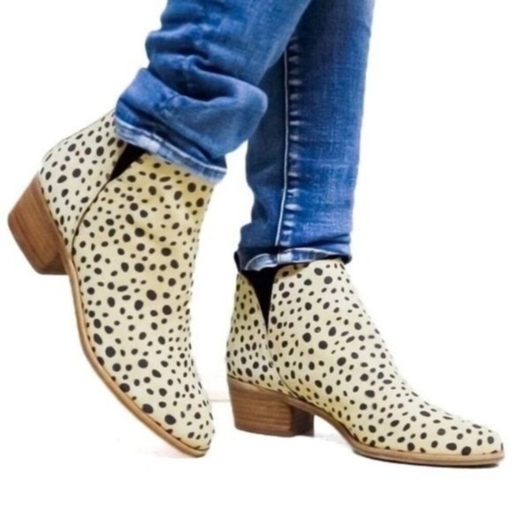 Dolce Vita Womens Kaidie Ankle Boot Leopard Print Suede Sz 8 M Suede Cowgirl